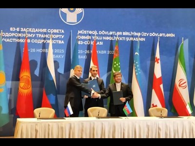 امضای تفاهم نامه ریلی ایران، روسیه و آذربایجان برای توسعه کریدور شمال- جنوب