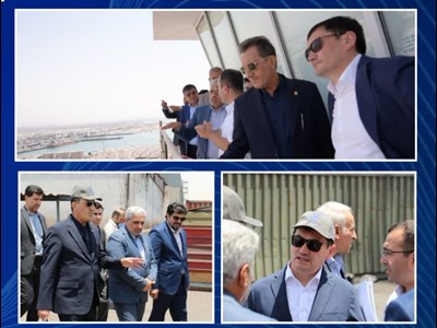 بازدید وزیر حمل و نقل ازبکستان و مدیرعامل سازمان بنادر و دریانوردی از بندر شهید رجایی