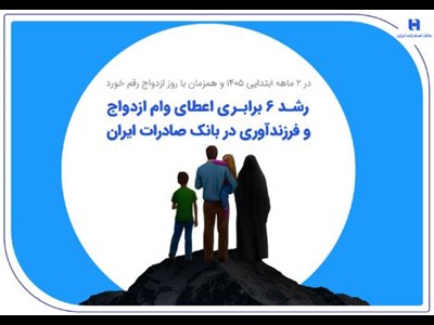رشد ۶ برابری اعطای وام ازدواج و فرزندآوری در بانک صادرات ایران