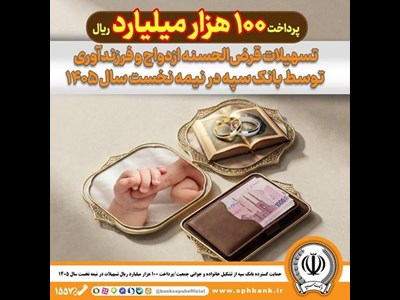 پرداخت ۱۰۰ هزار میلیارد ریال تسهیلات در نیمه نخست سال ۱۴۰۵