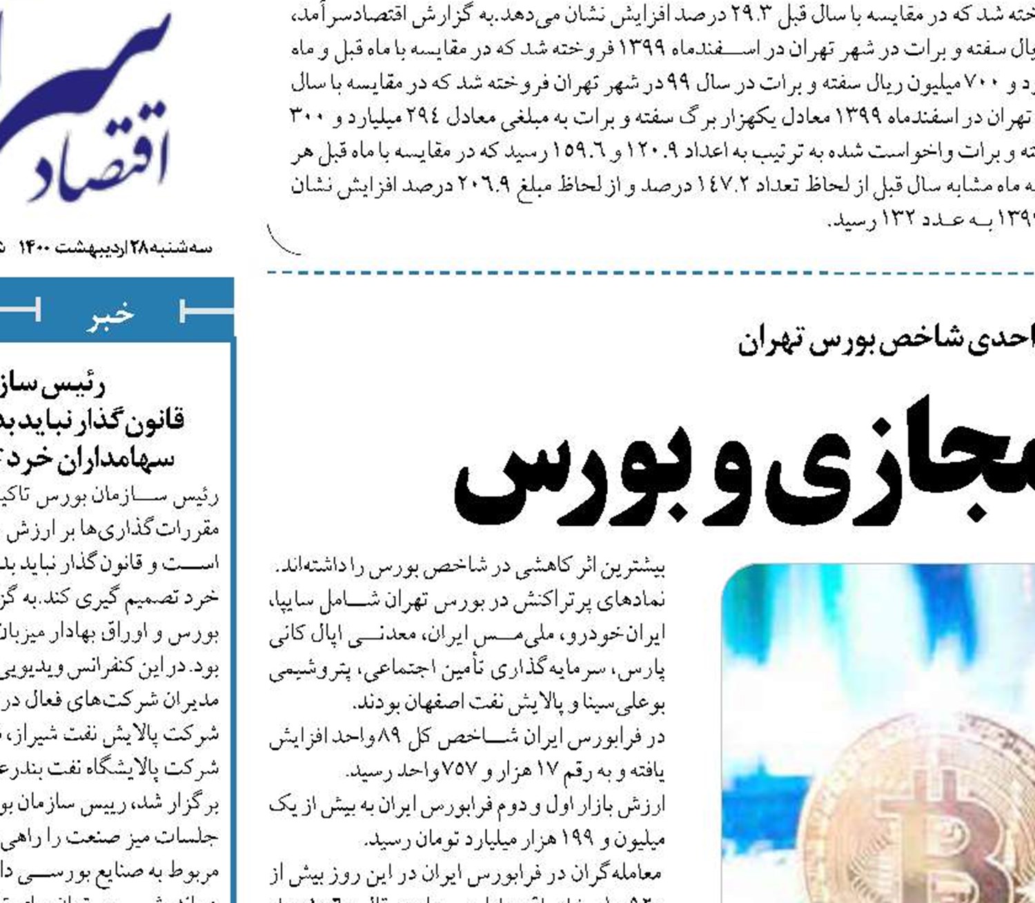  ریزش بازار ارزهای مجازی و بورس