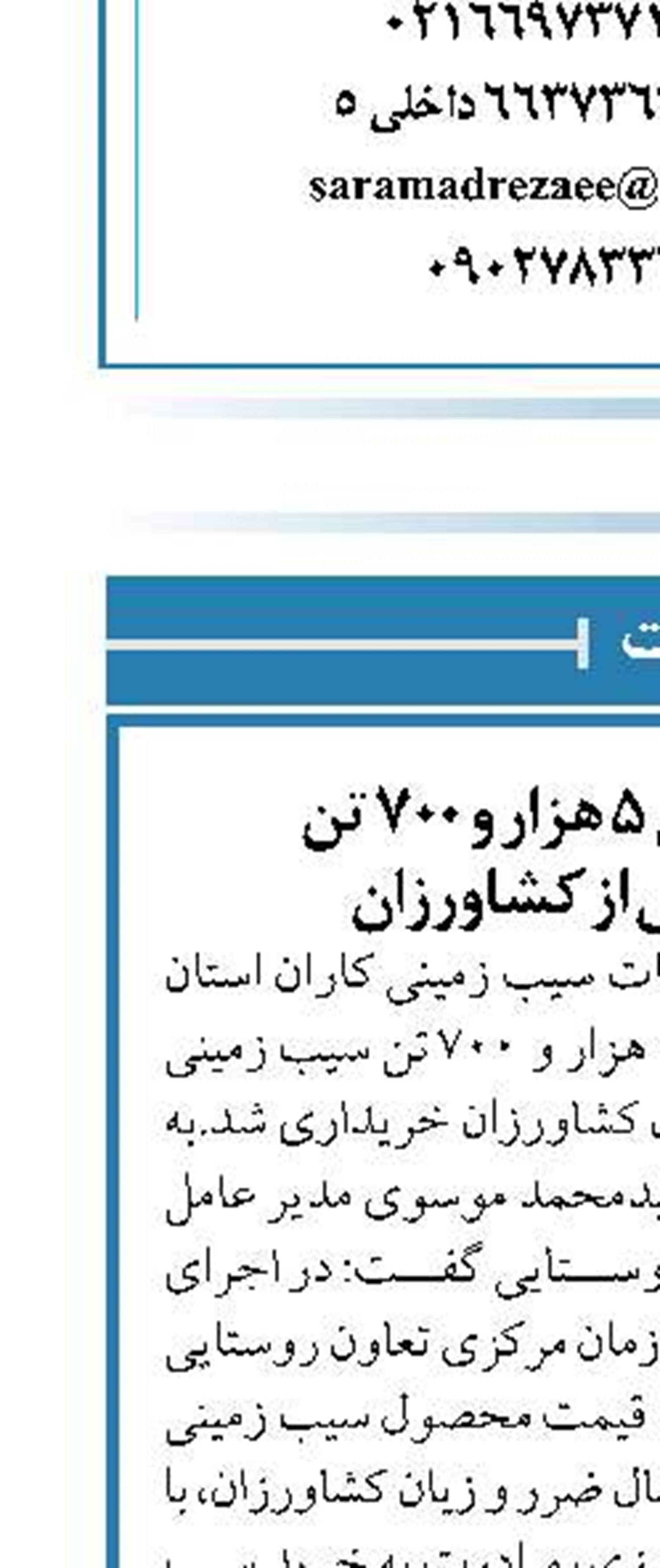 خرید حمایتی ۵ هزار و ۷۰۰ تن  سیب زمینی از کشاورزان