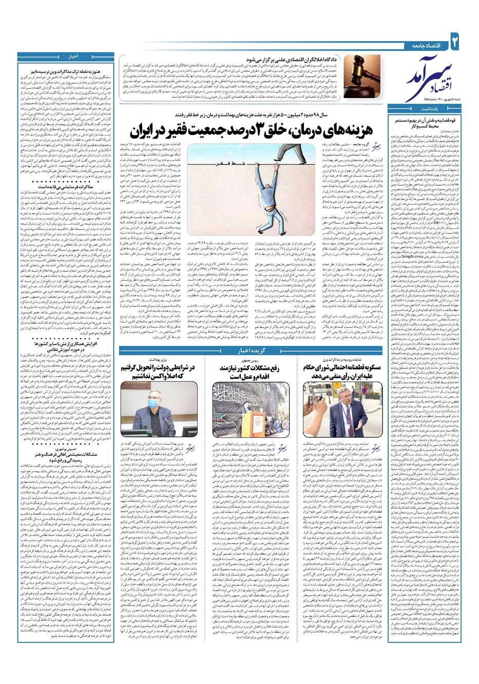 روزنامه تاریخ ۲۰ شهریور ۱۴۰۰