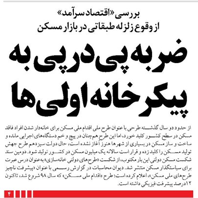 ضربه پیدرپی به پیکر خانه اولیها