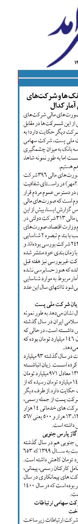 حال ناخوش برخی بانک ها و شرکت‌های دولتی طبق آمار کدال