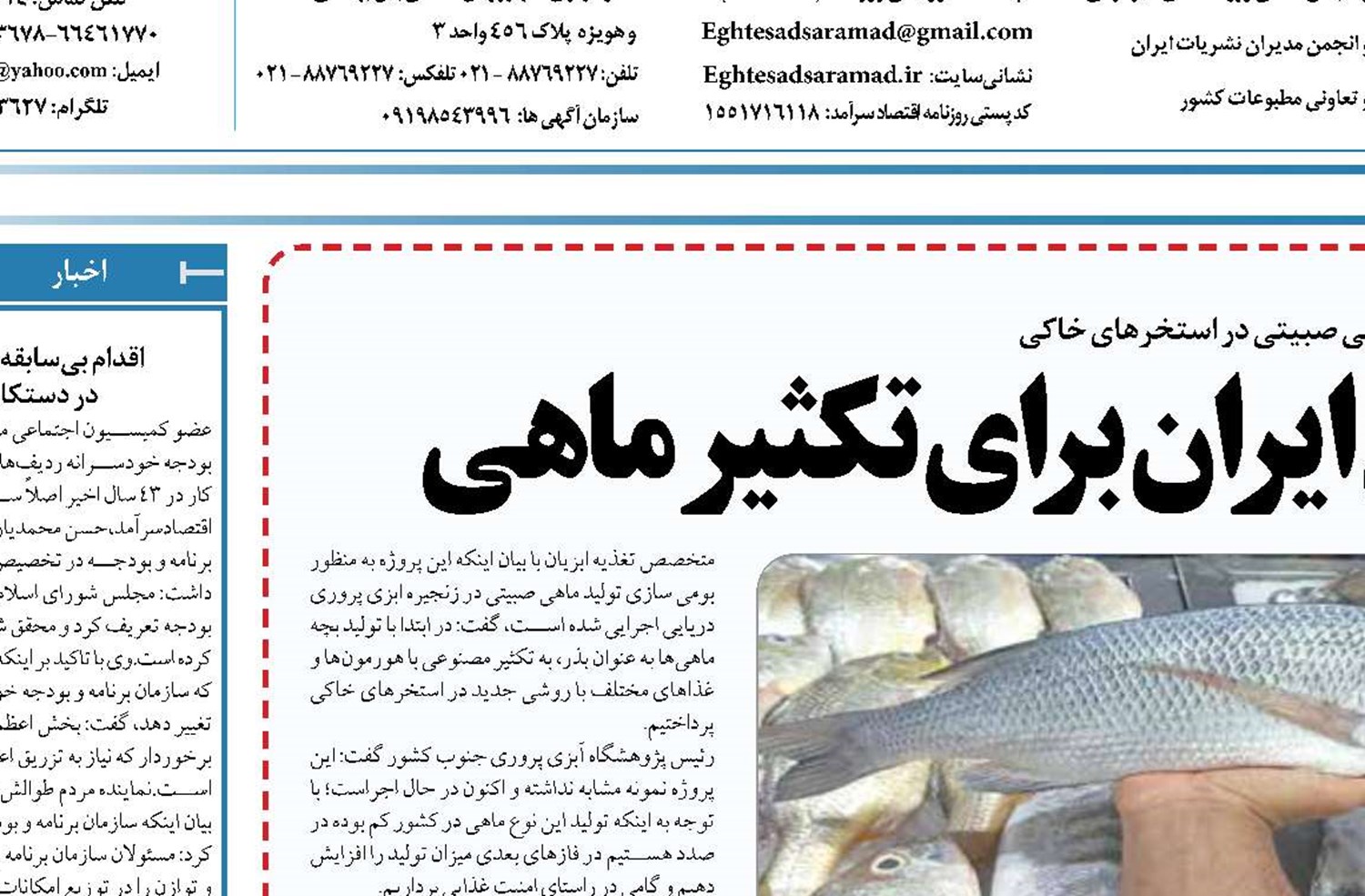تولید هورمون‌های بومی ایران برای تکثیر ماهی