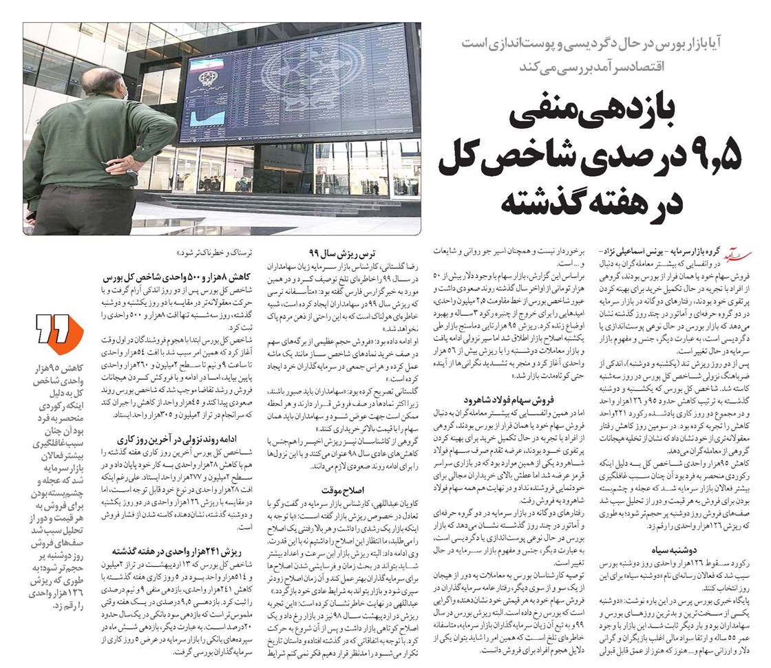 بازدهی منفی 9.5 درصدی شاخص کل در هفته گذشته