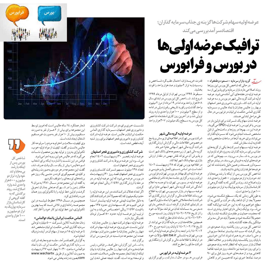 ترافیک عرضه اولیها در بورس و فرابورس
