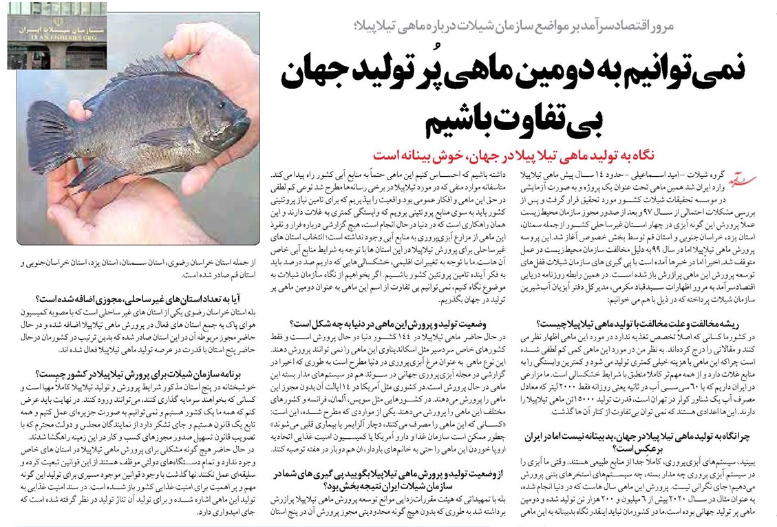نمیتوانیم به دومین ماهی پُر تولید جهان بی تفاوت باشیم