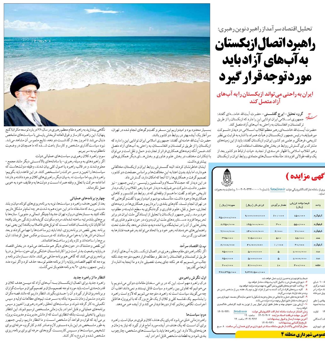 راهبرد اتصال ازبكستان به آبهاي آزاد بايد مورد توجه قرار گيرد
