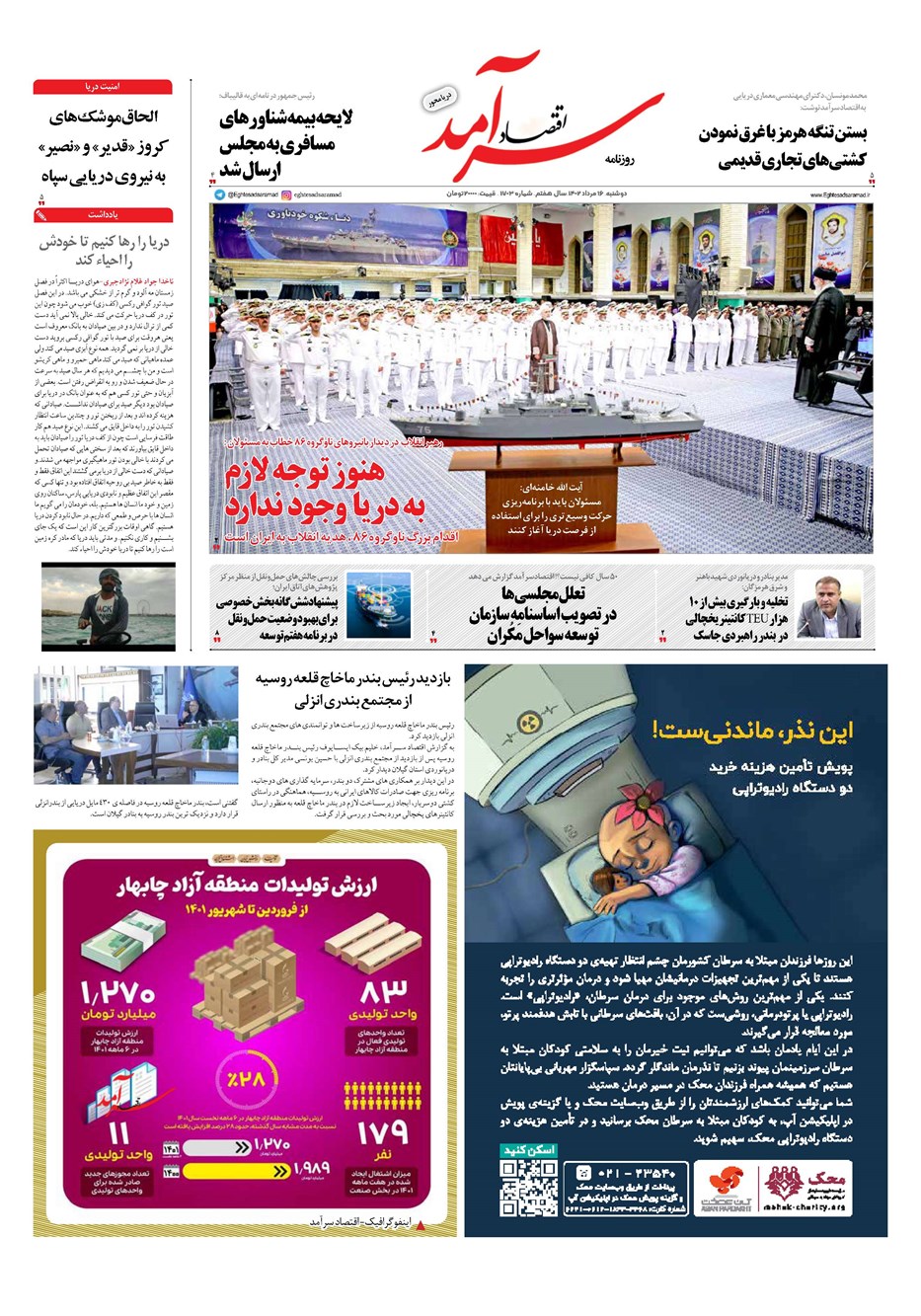 روزنامه تاریخ ۱۶ مرداد ۱۴۰۲