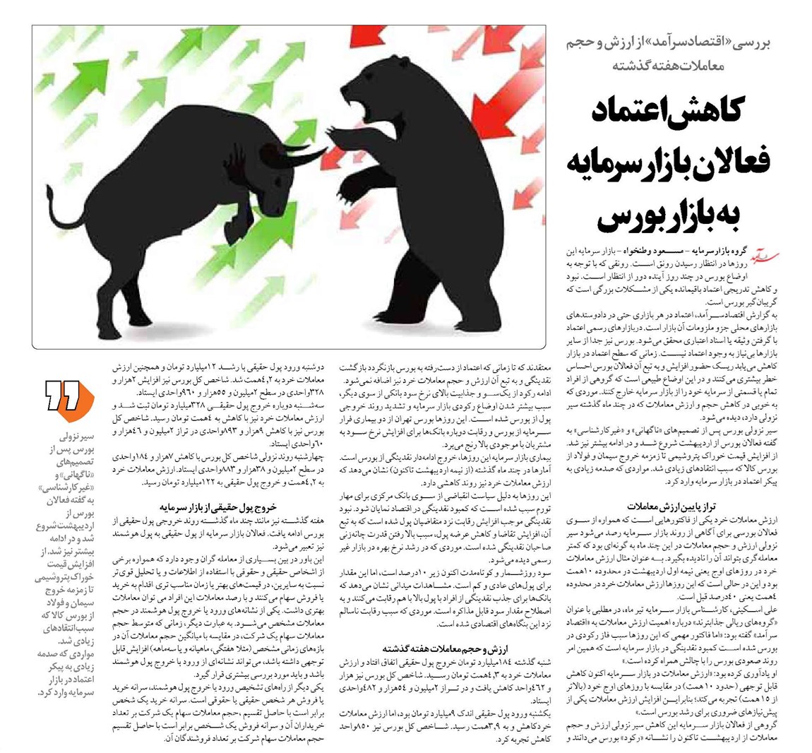 کاهش اعتماد فعالان بازار سرمایه به بازاربورس