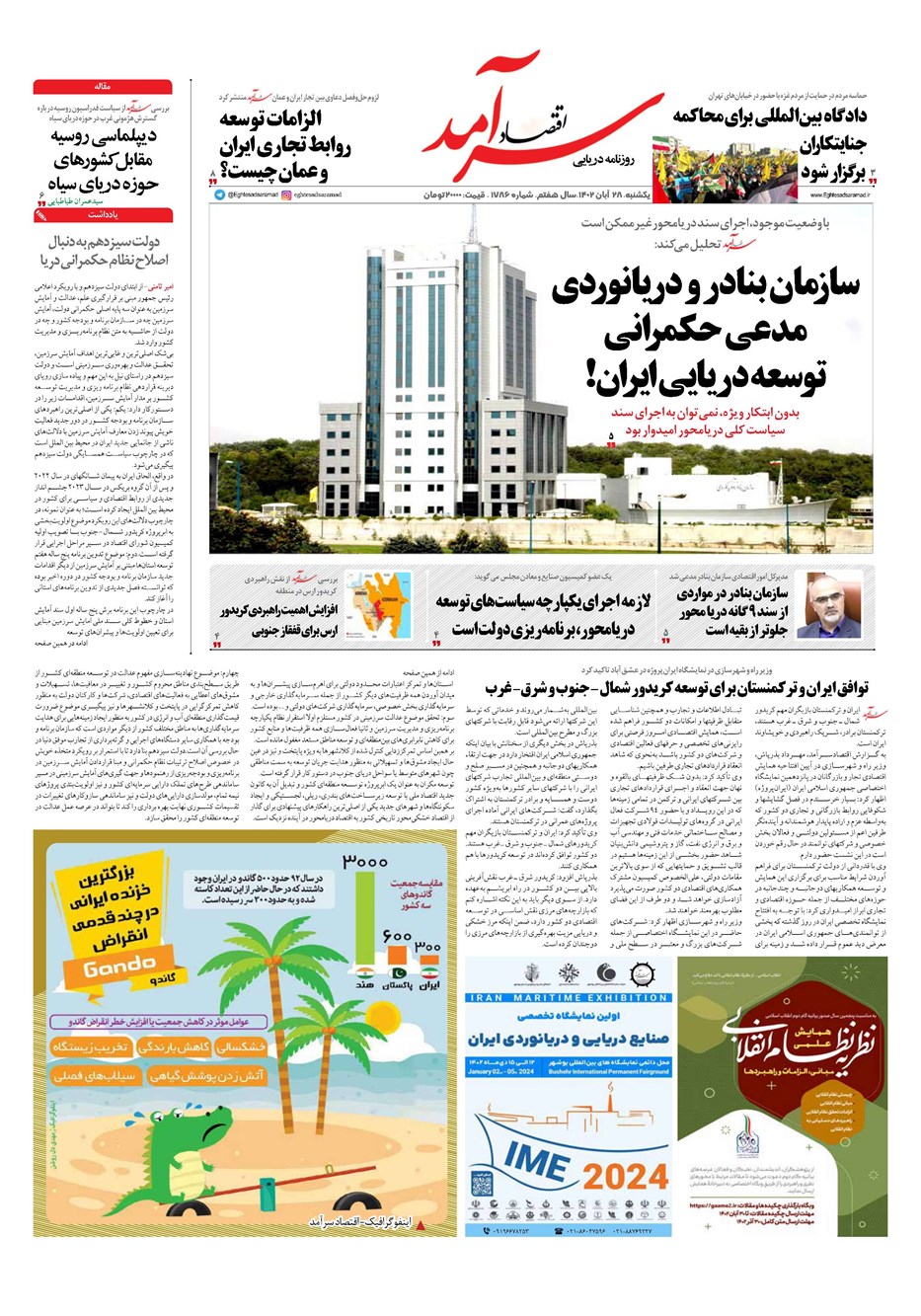 روزنامه تاریخ ۲۸ آبان ۱۴۰۲
