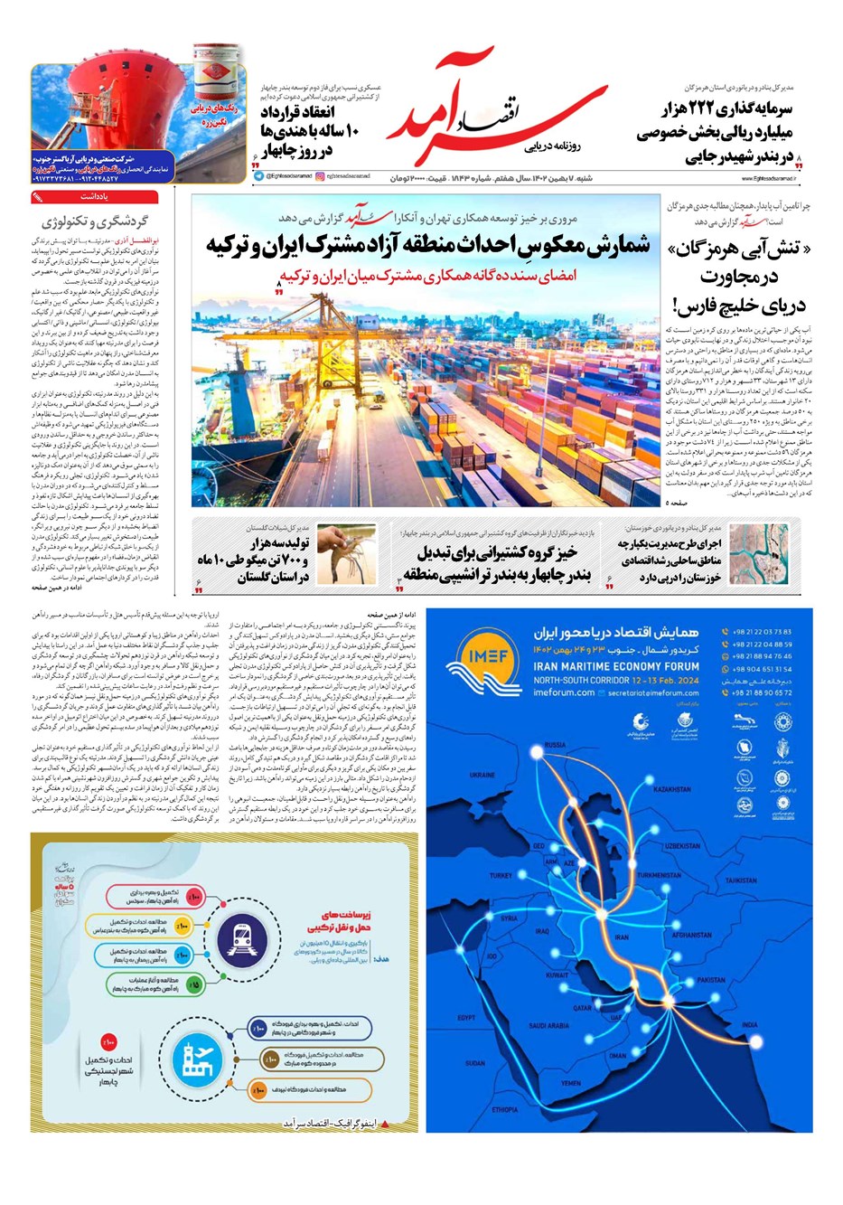 روزنامه تاریخ ۷ بهمن ۱۴۰۲