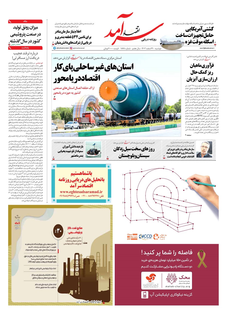 روزنامه تاریخ ۲۱ اسفند ۱۴۰۲