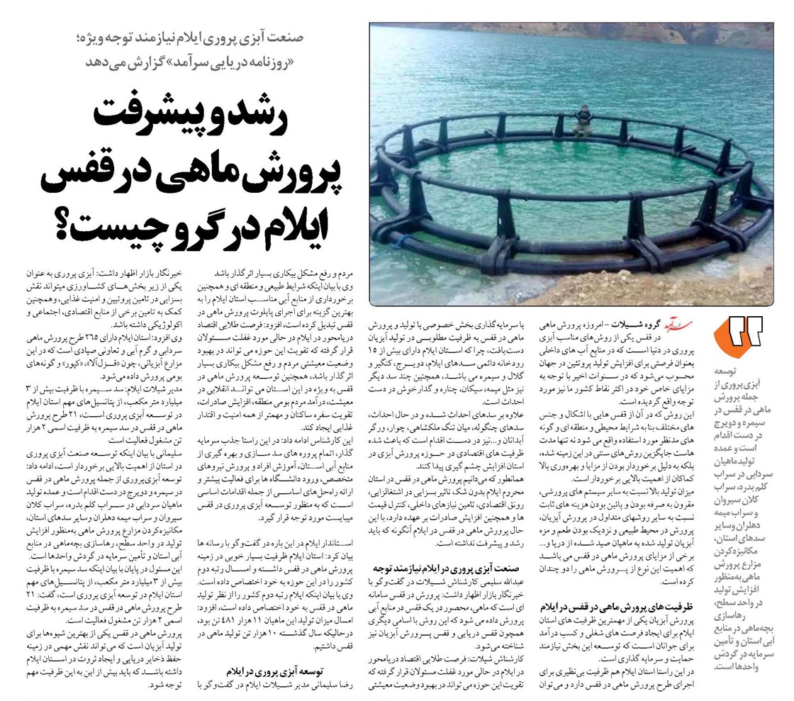رشد و پیشرفت پرورش ماهی در قفس ایلام در گرو چیست؟