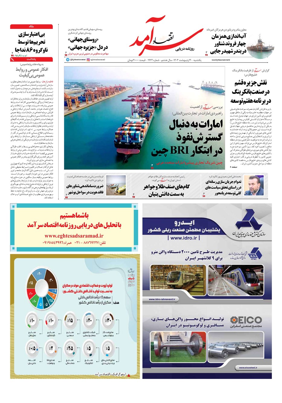 روزنامه تاریخ ۳۰ اردیبهشت ۱۴۰۳