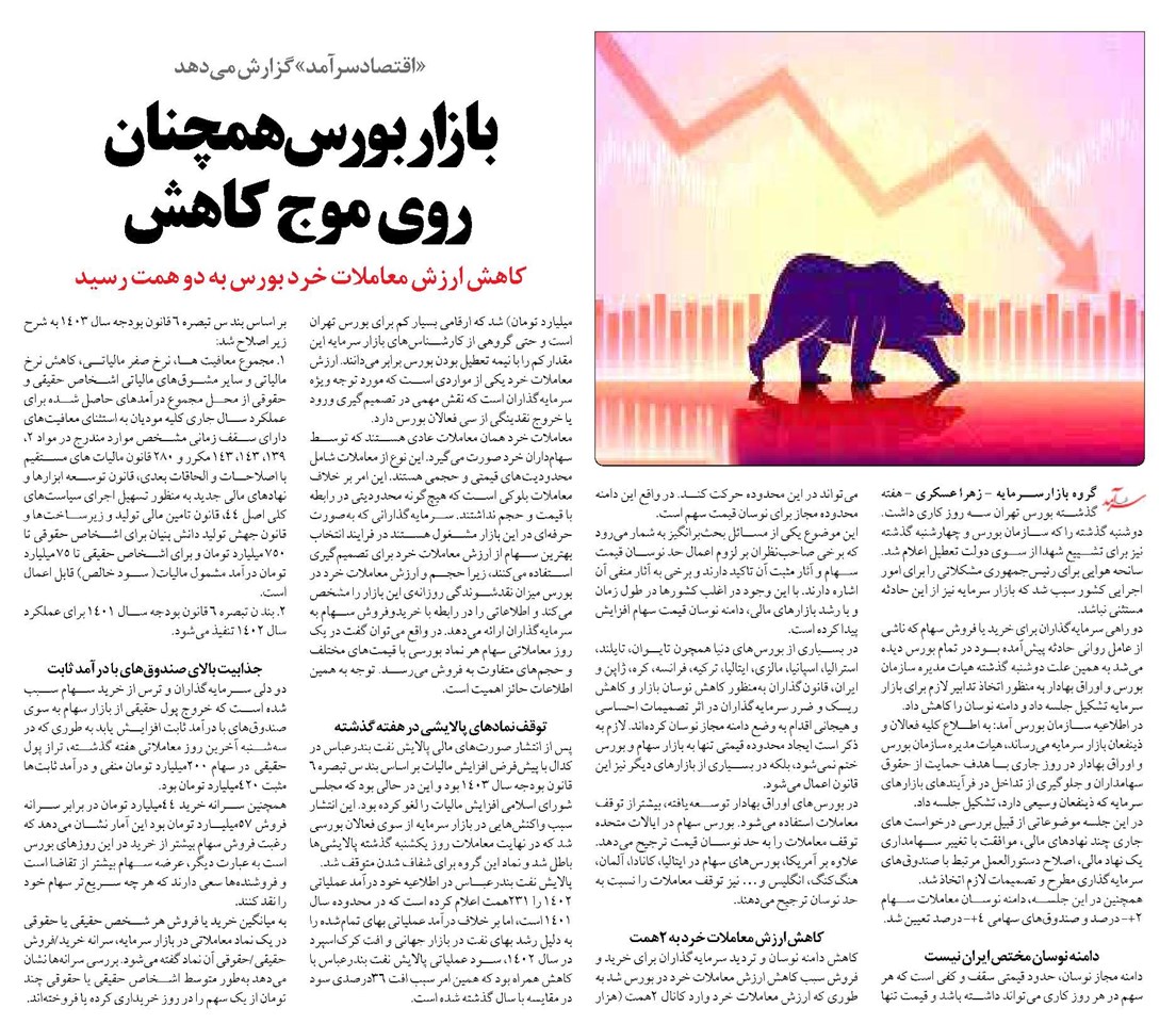 بازاربورس همچنان روی موج کاهش