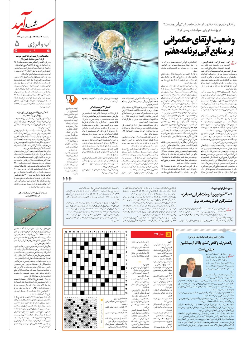 روزنامه تاریخ ۱۳ خرداد ۱۴۰۳