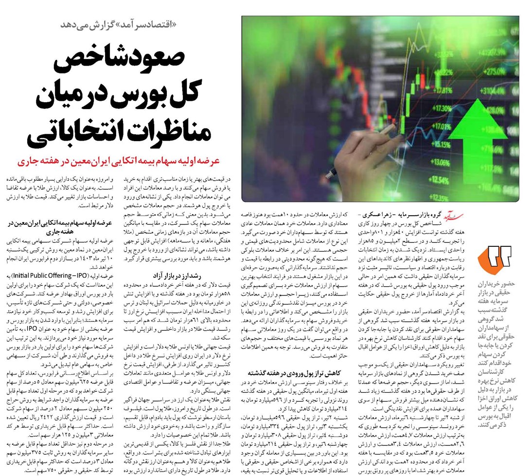 صعود شاخص کل بورس درمیان مناظرات انتخاباتی