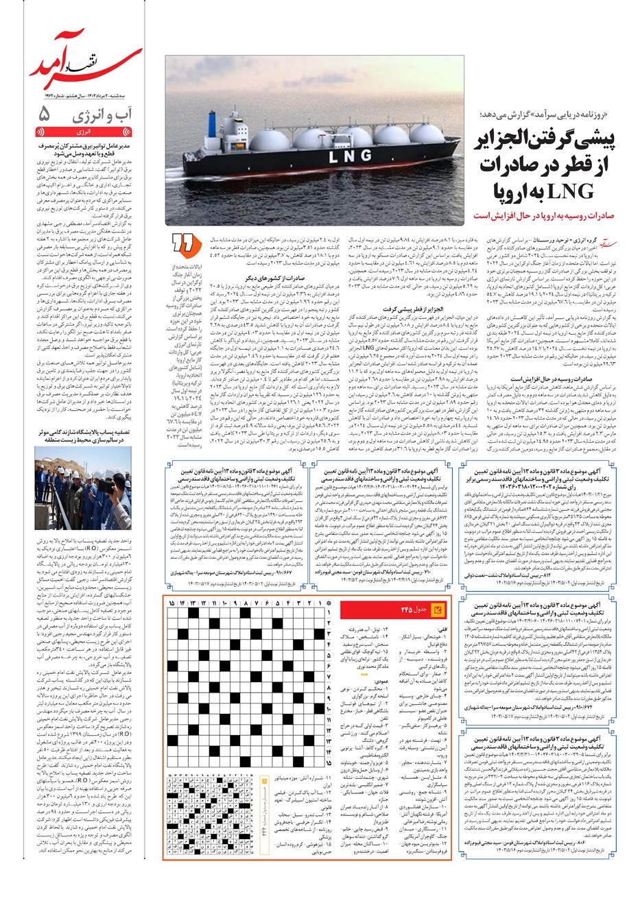 روزنامه تاریخ ۲ مرداد ۱۴۰۳