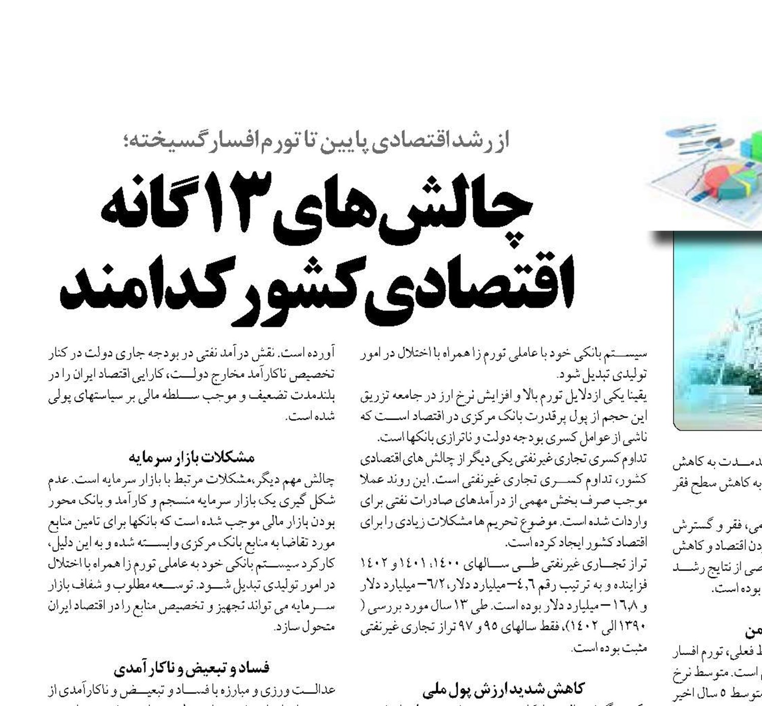 چالش‌های 13گانه اقتصادی كشورکدامند 