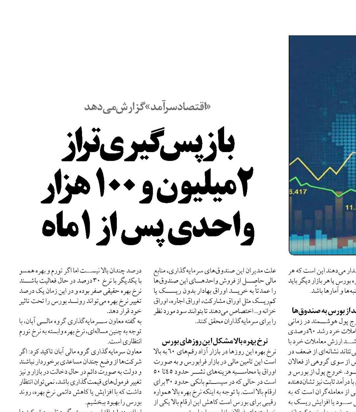  بازپس‌گیری تراز 2میلیون و 100 هزار واحدی پس از 1ماه