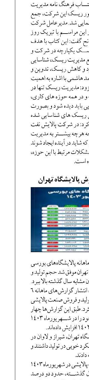 افرایش تولید و فروش پالایشگاه تهران  