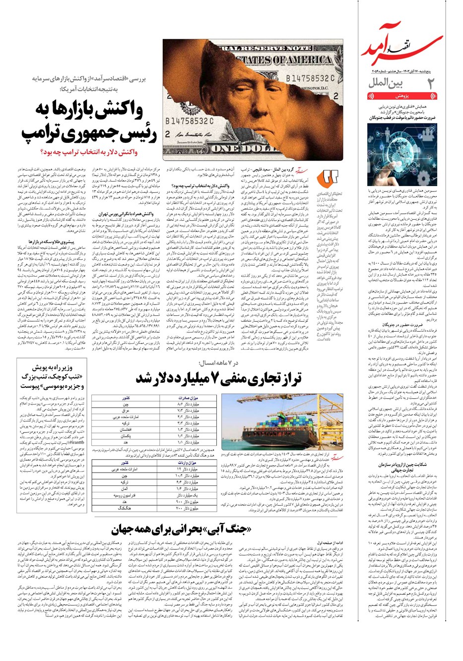 روزنامه تاریخ ۱۷ آبان ۱۴۰۳