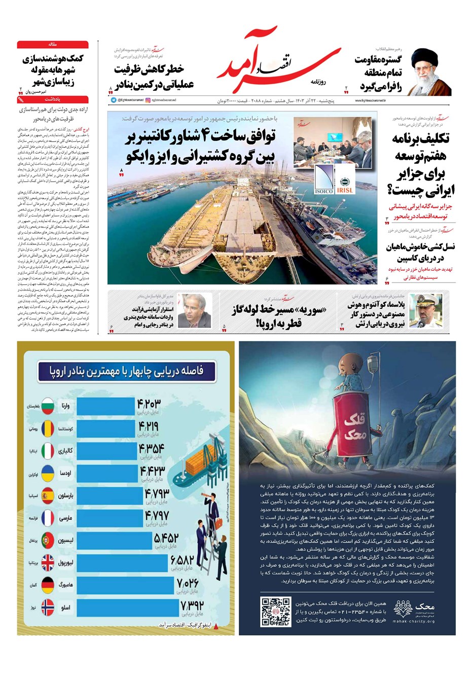 روزنامه تاریخ ۲۲ آذر ۱۴۰۳
