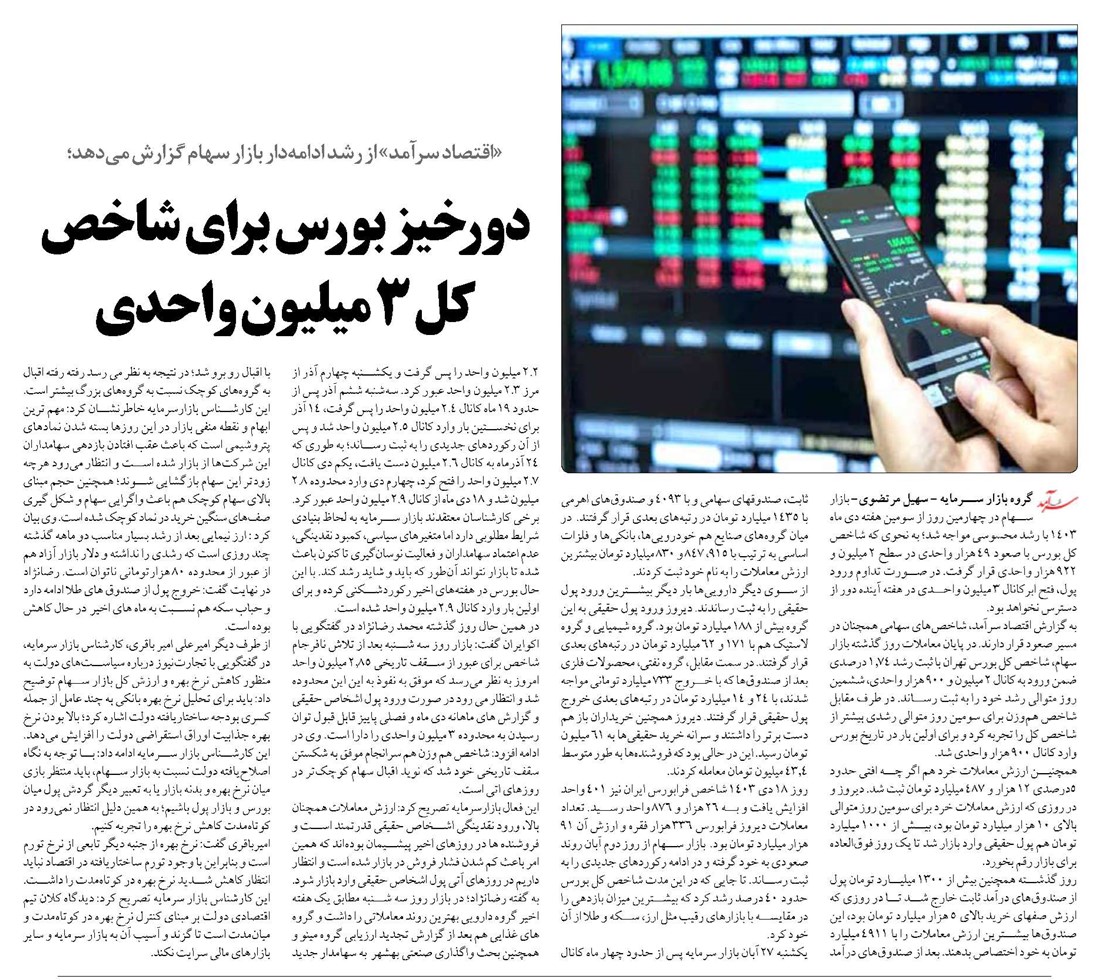 دور خیز بورس برای شاخص کل 3 میلیون واحدی