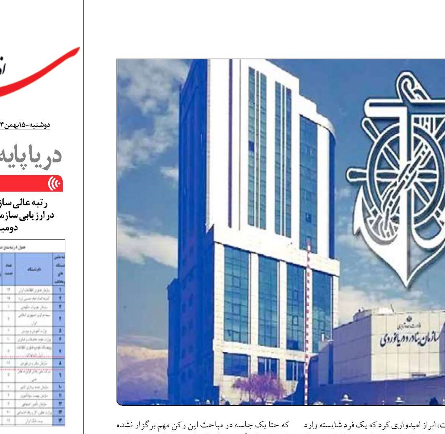 «سازمان بنادر»  آزمون دولت چهاردهم