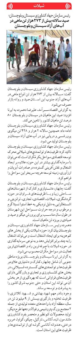 صید سالانه بیش از ۲۷۳ هزار تن ماهی در آبهای آزاد سیستان و بلوچستان