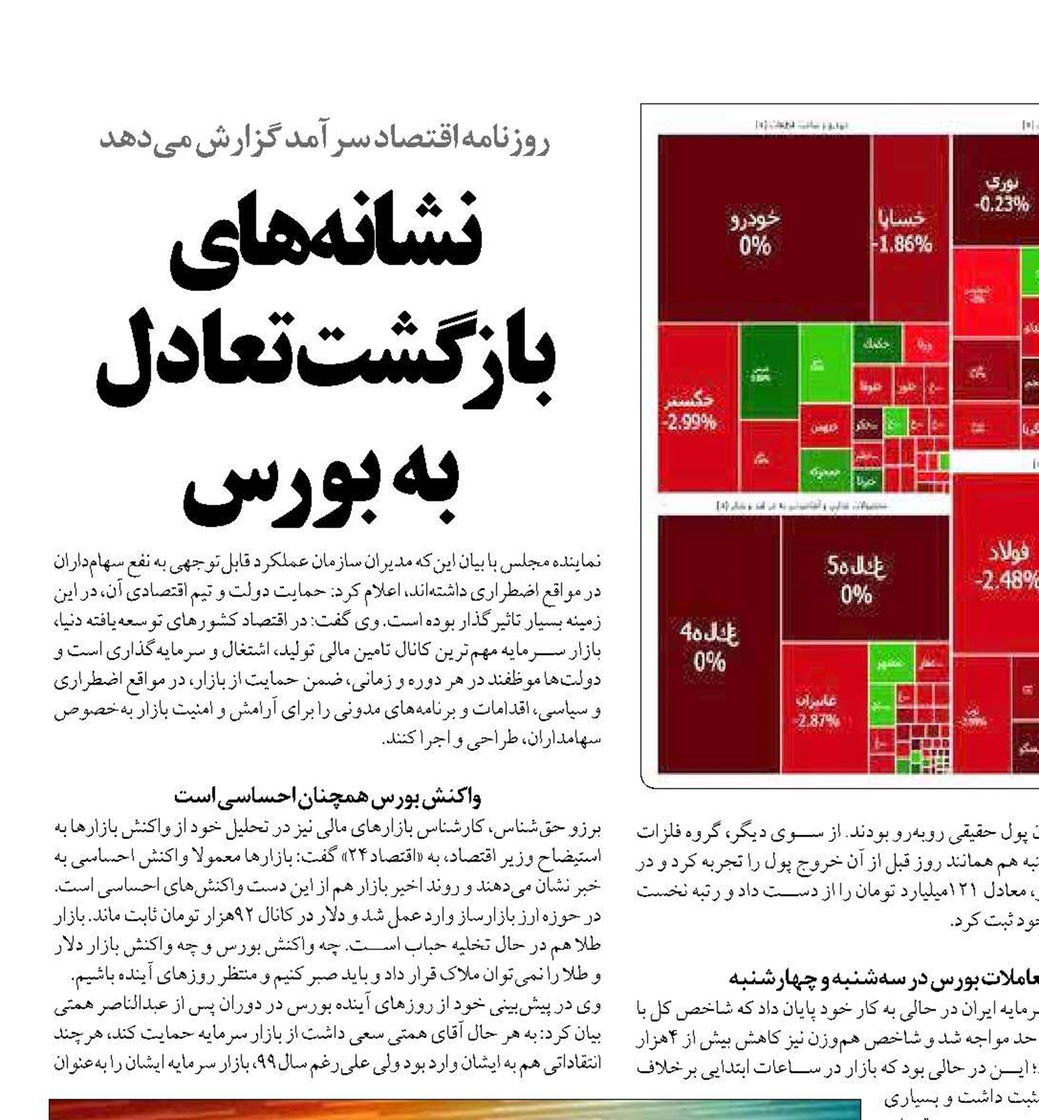 نشانه‌های بازگشت تعادل  به بورس