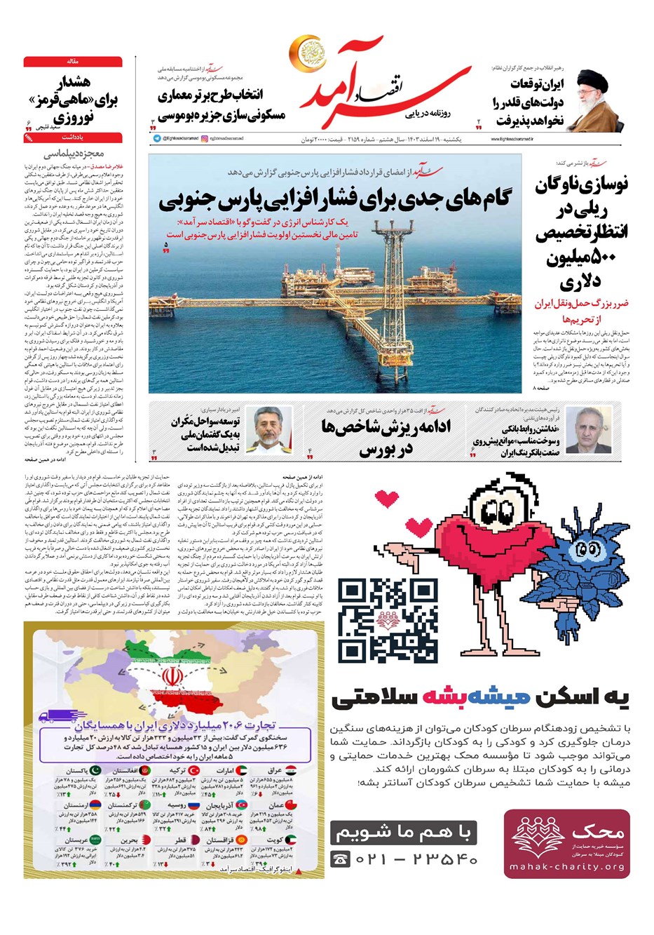 روزنامه تاریخ ۱۹ اسفند ۱۴۰۳