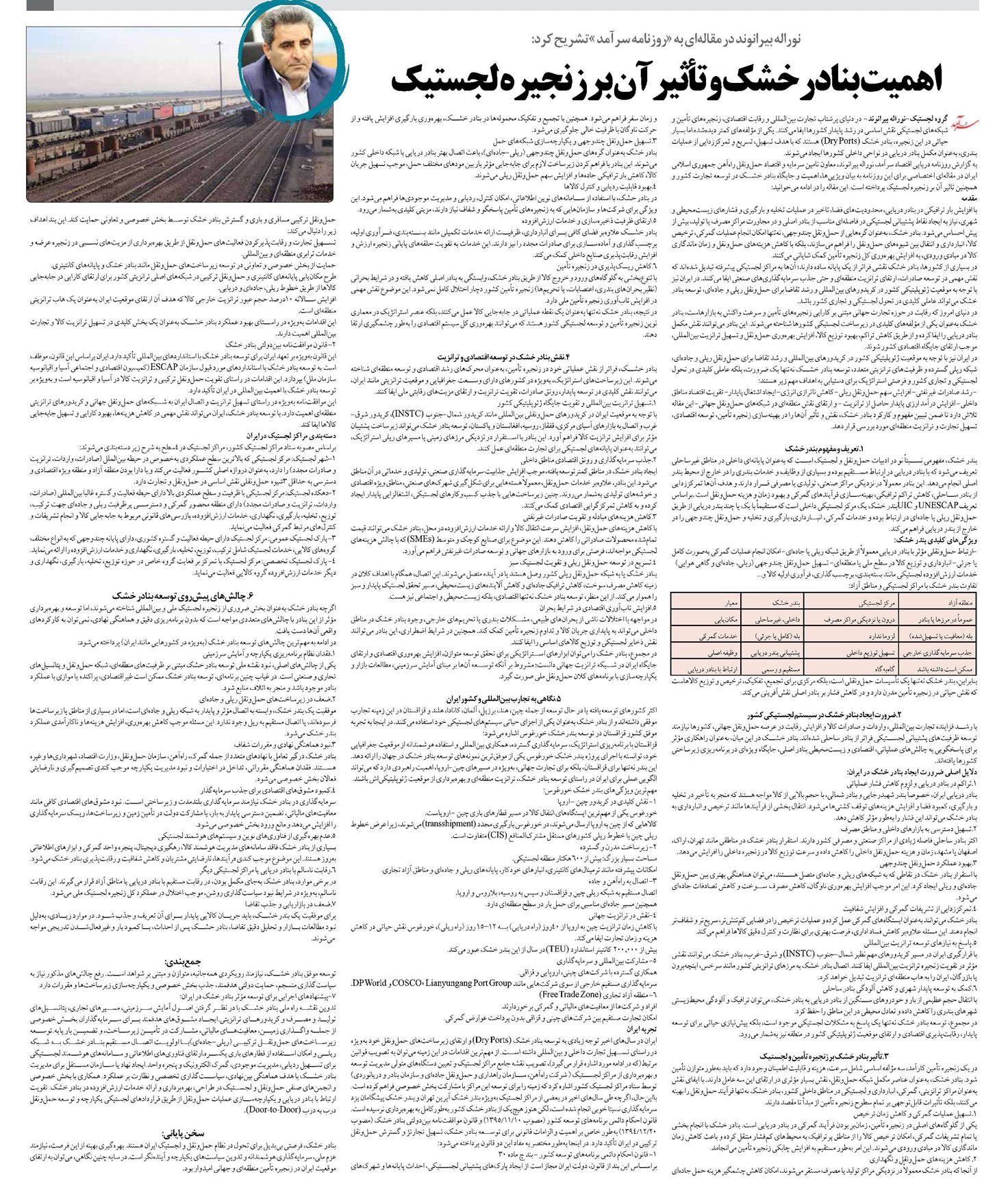 اهمیت بنادر خشک و تأثیر آن بر زنجیره لجستیک