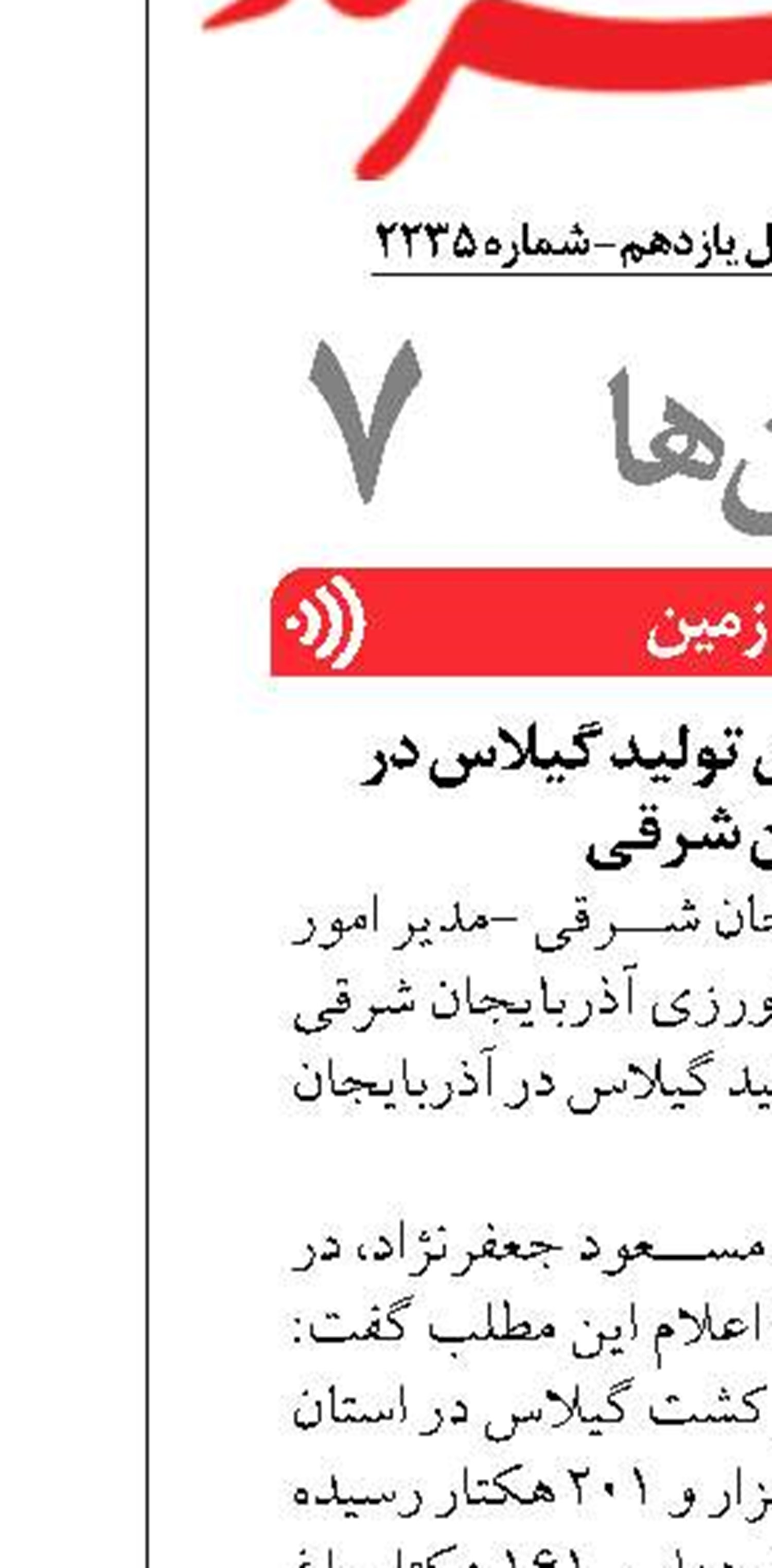 افزایش ۴۶ درصدی تولید گیلاس در آذربایجان شرقی