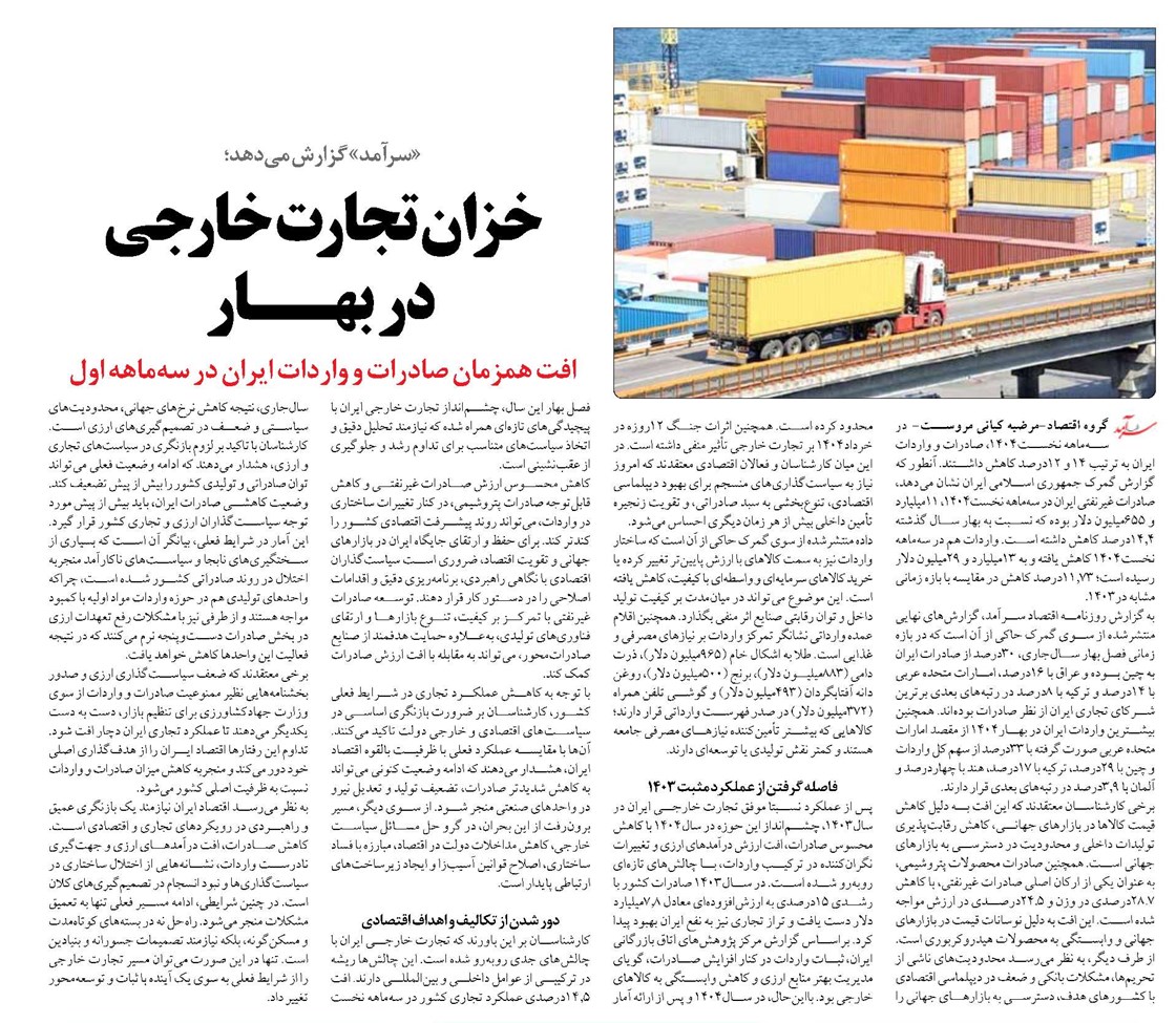 خزان تجارت خارجی در بهــار