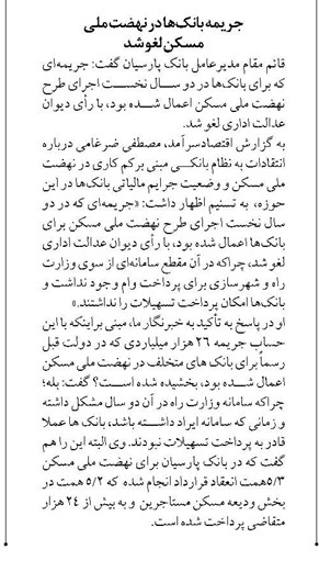 جریمه بانکها در نهضت ملی مسکن لغو شد