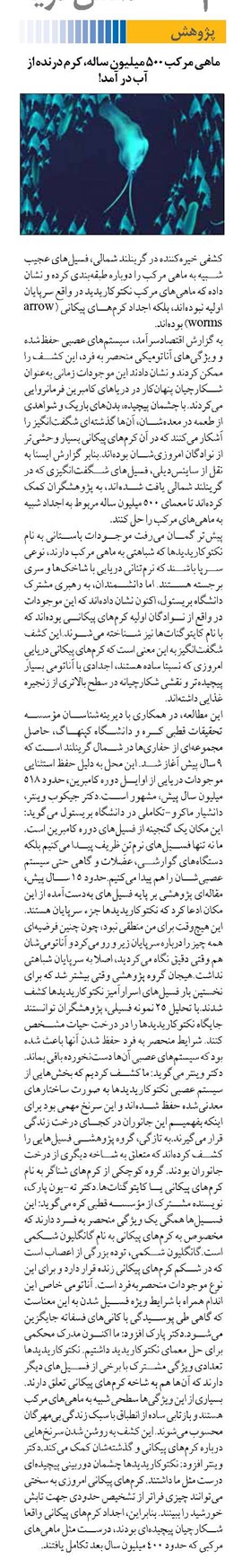 ماهی مرکب ۵۰۰ میلیون ساله، کرم درنده از آب در آمد!