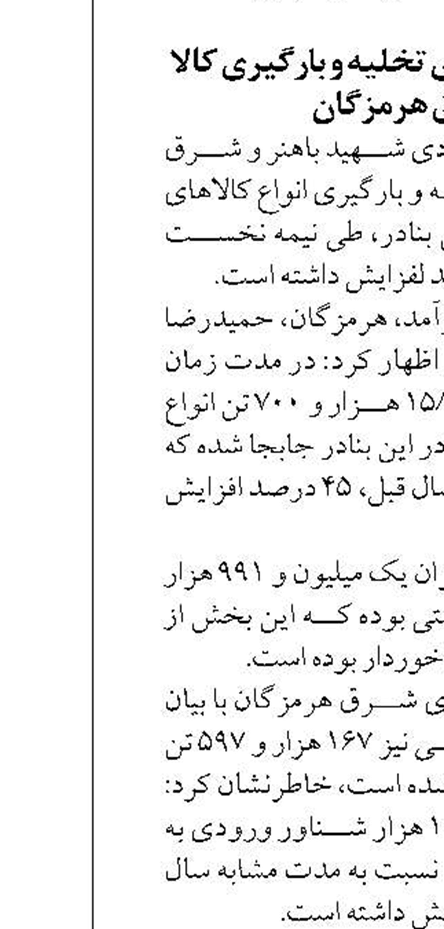 معاون استاندارد کشور: زمان ترخیص کالا از بنادر کشور به ۶.۵ روز کاهش یافت