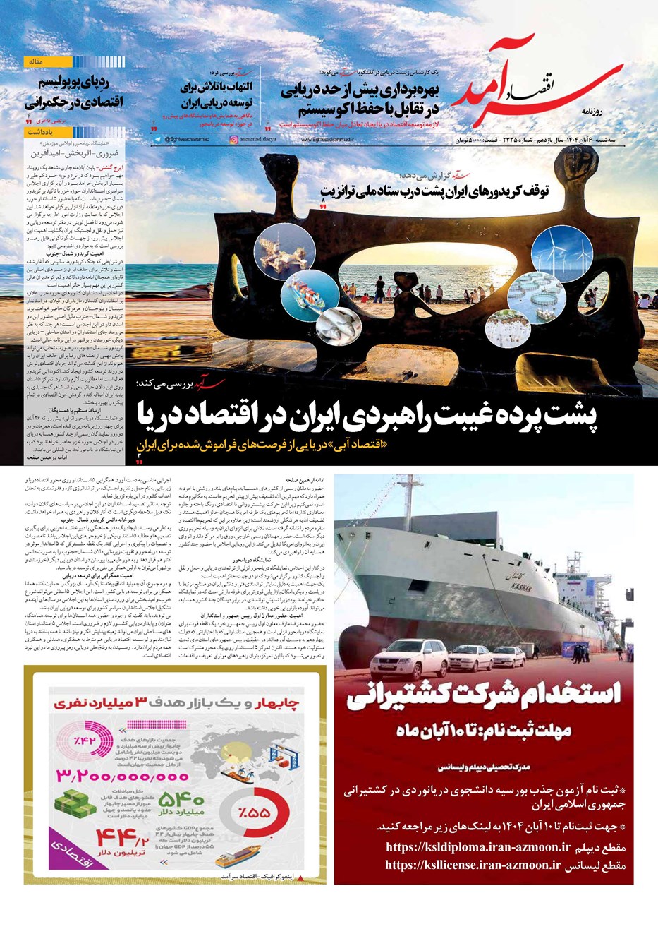 روزنامه تاریخ ۷ آبان ۱۴۰۴