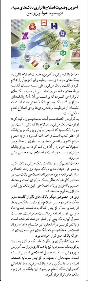 آخرین وضعیت اصلاح ناترازی بانکهای سپه، دی، سرمایه و ایرانزمین