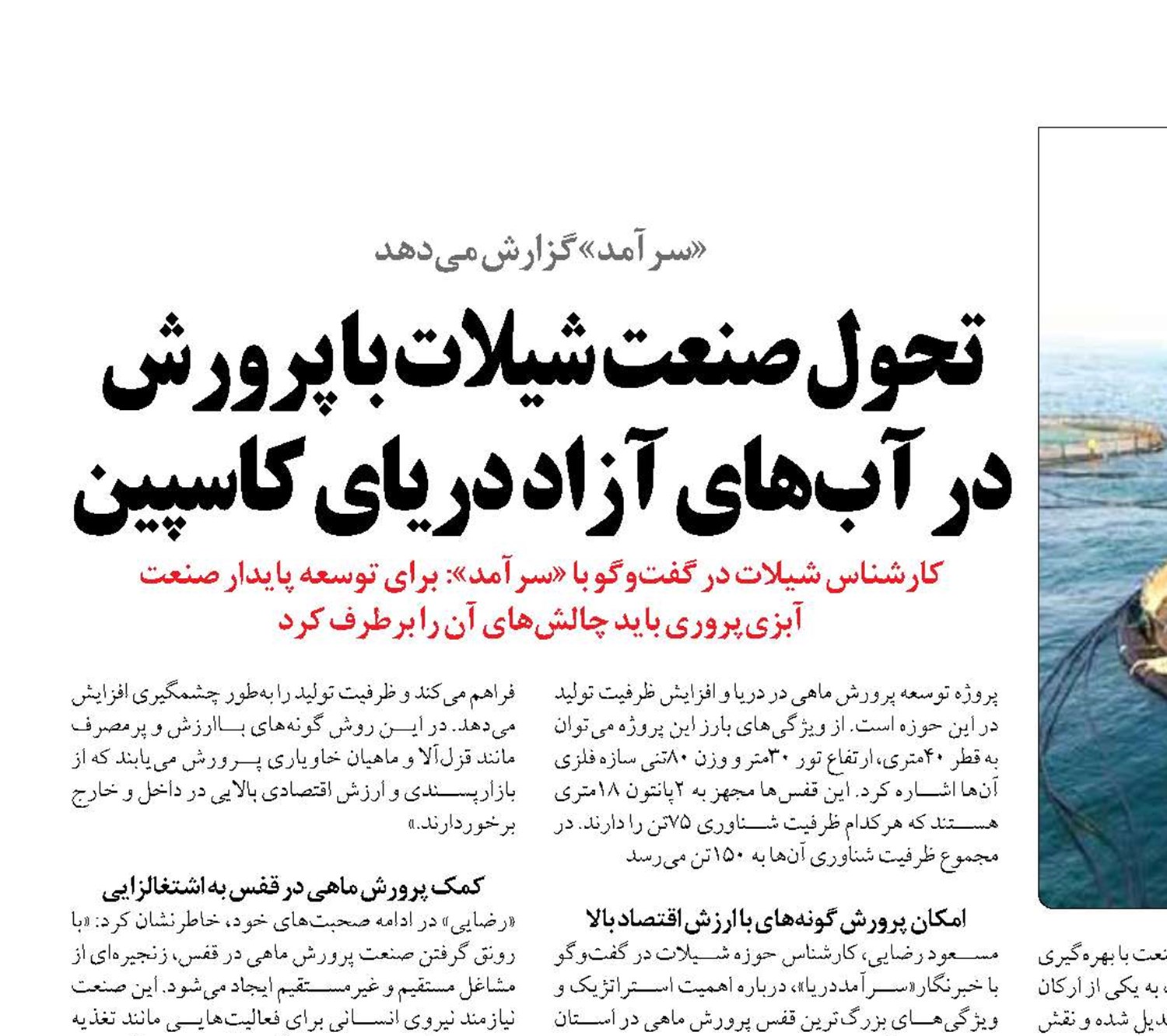 تحول صنعت شیلات با پرورش  در آب‌های آزاد دریای کاسپین