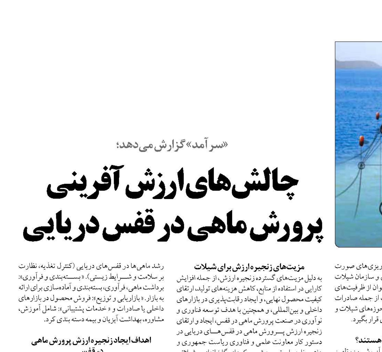 چالش‌های ارزش آفرینی پرورش ماهی در قفس‌ دریایی