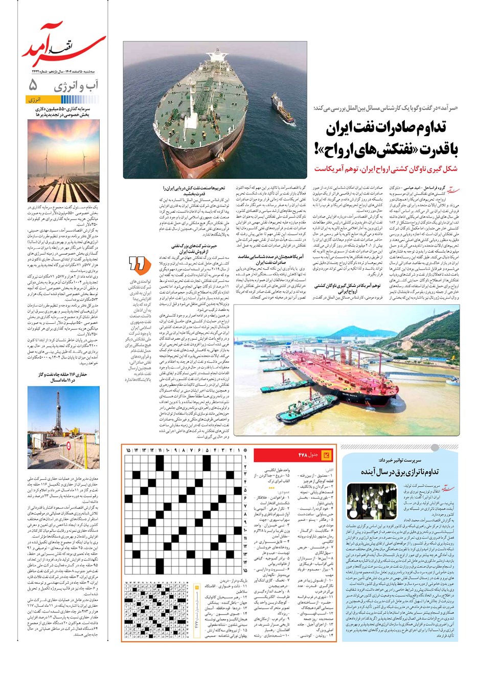 روزنامه تاریخ ۶ اسفند ۱۴۰۴