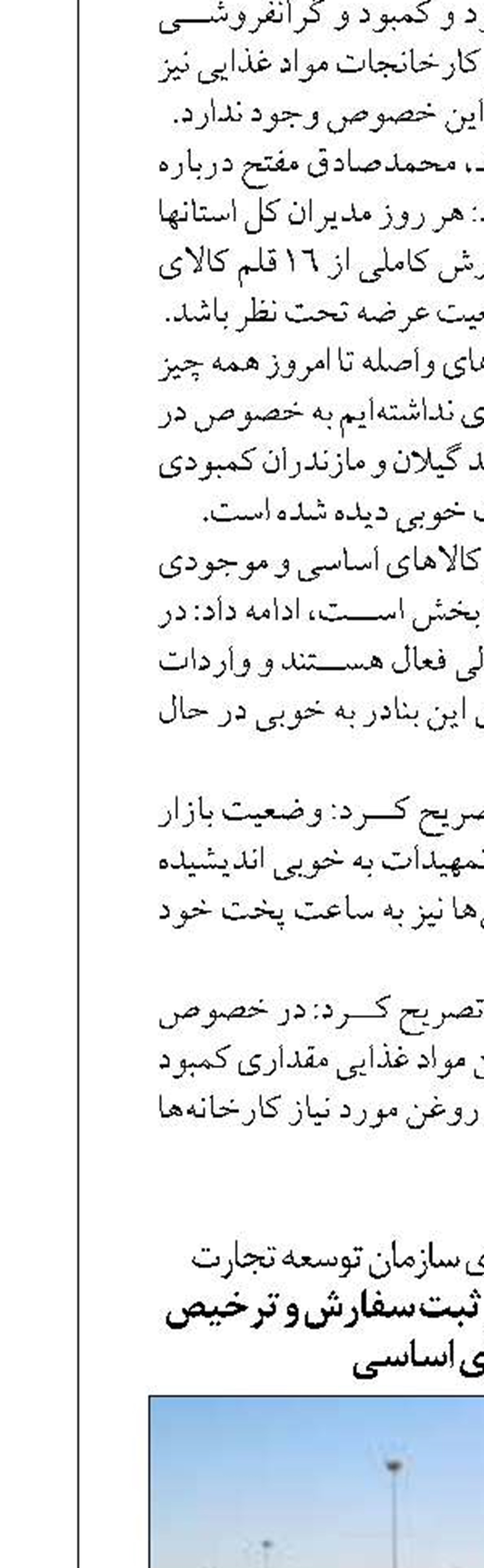 معاون خدمات تجاری سازمان توسعه تجارت تسهیل و سرعت در ثبت سفارش و ترخیص کالاهای اساسی