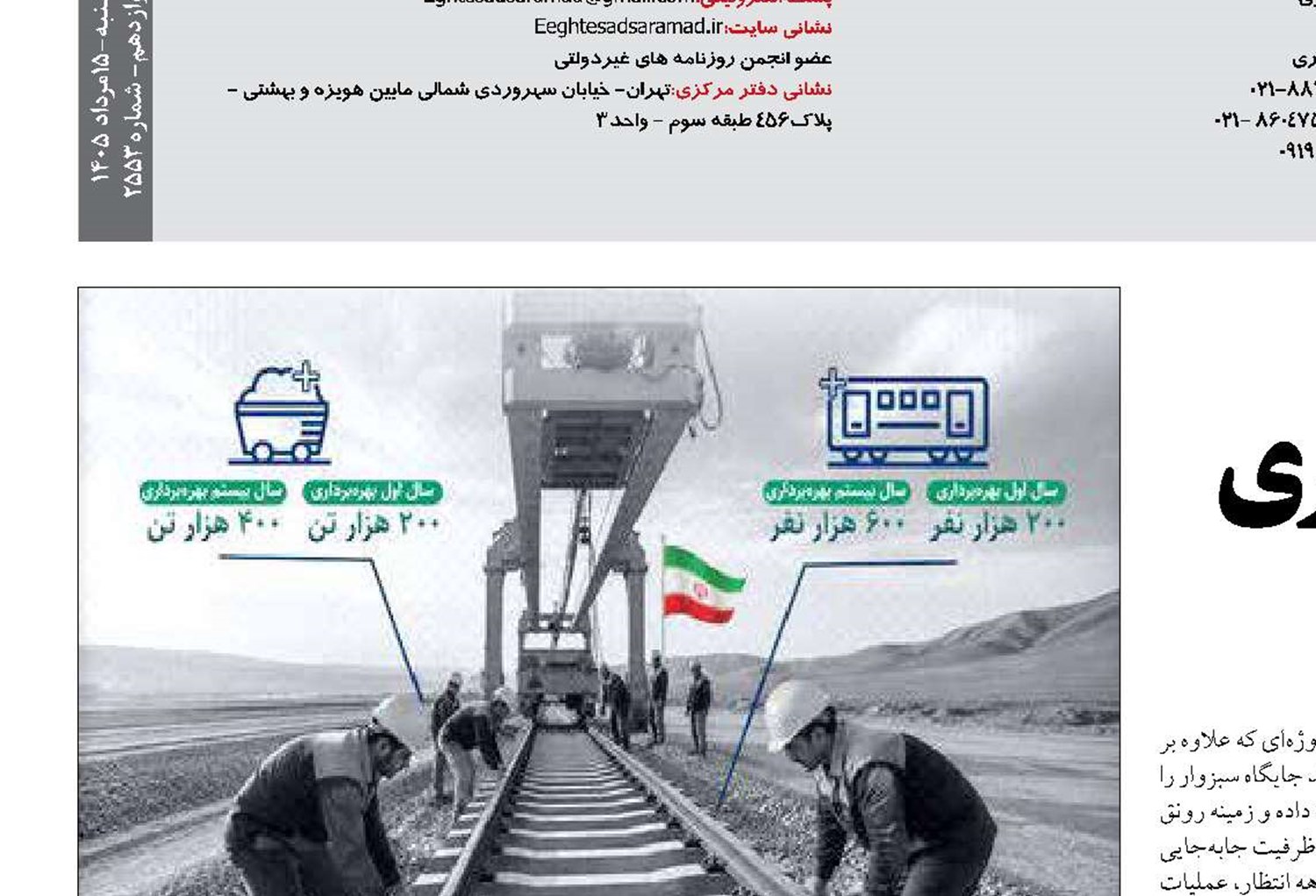 شمارش معکوس  آغاز عملیات ریل‌گذاری راه‌آهن سبزوار