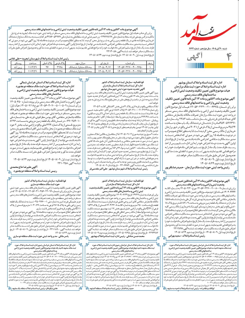 روزنامه تاریخ ۹ آبان ۱۴۰۵