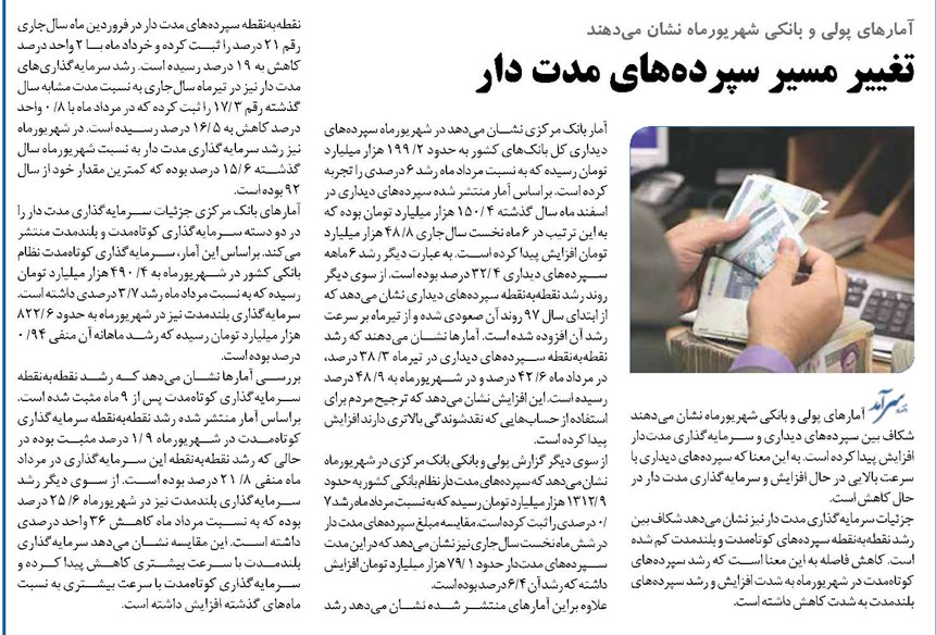 تغییر مسیر سپردههای مدت دار